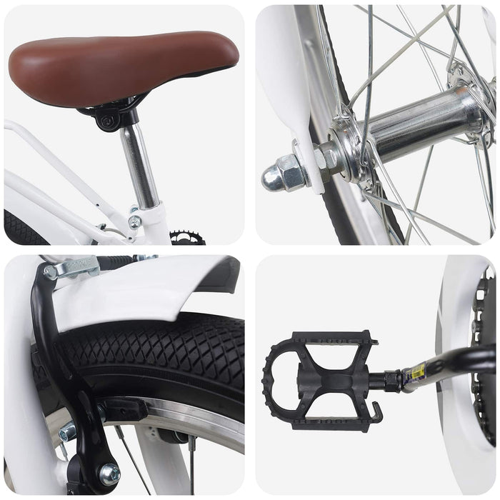 Bicicletă pentru Copii 18 Inci pentru 5-7 ani Alb - WALTI WALTI