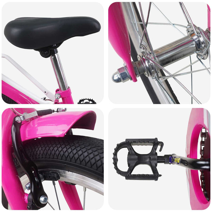 Bicicletă pentru Copii 18 Inci pentru 5-7 ani Roz - WALTI WALTI