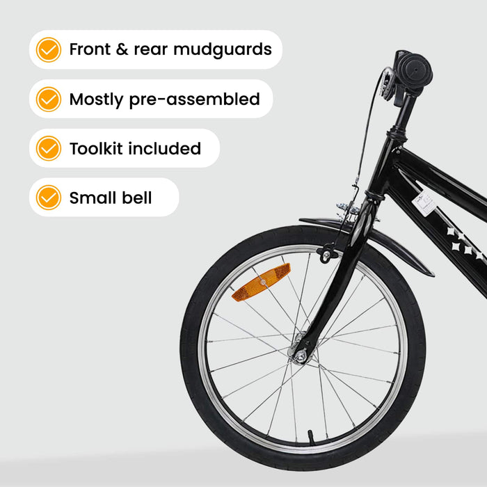 Bicicletă pentru Copii 18 Inci pentru 5-7 ani Negru WALTI