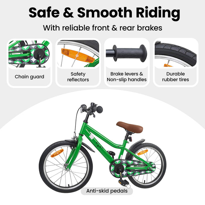 Bicicletă pentru Copii 18 Inci pentru 5-7 ani Verde WALTI