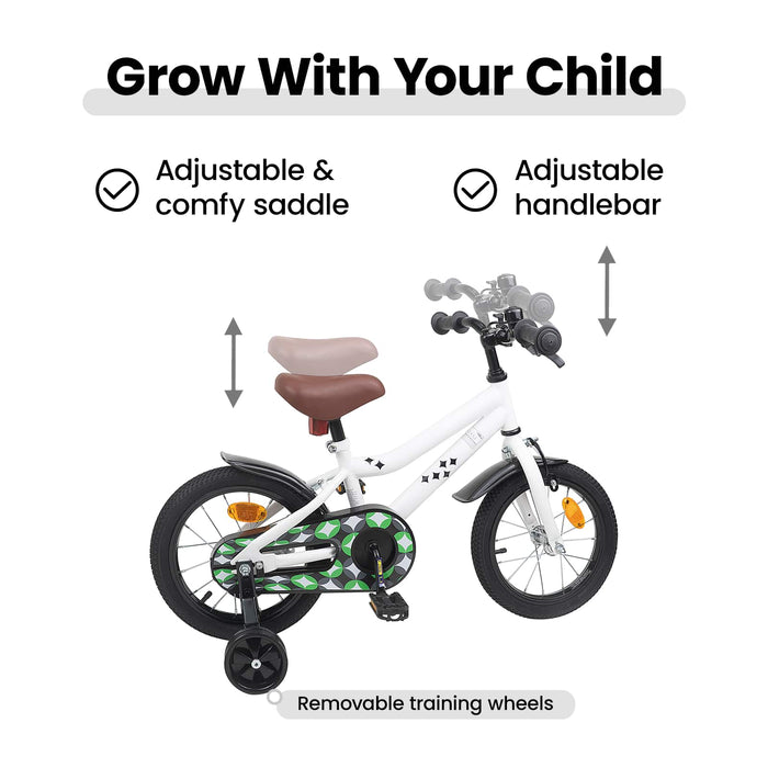 Bicicletă pentru Copii 14 Inci pentru 3-5 ani Alb WALTI