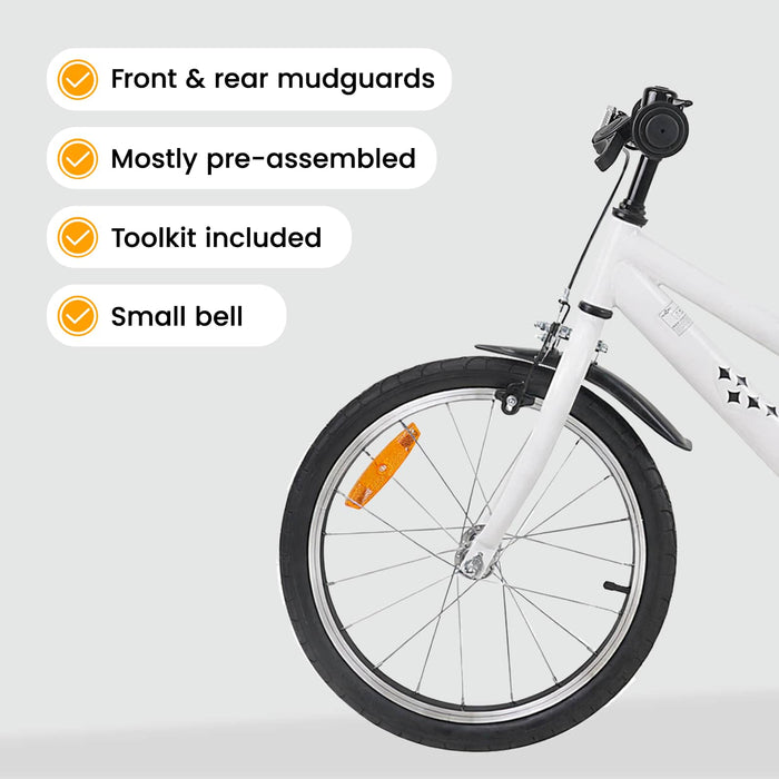 Bicicletă pentru Copii 18 Inci pentru 5-7 ani Alb WALTI