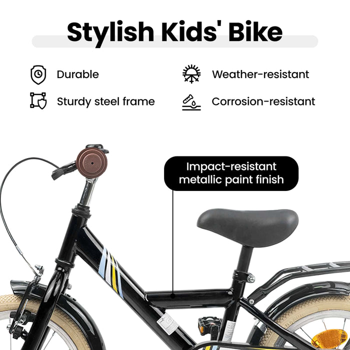 Bicicletă pentru Copii 16 Inci pentru 4-6 ani Negru WALTI