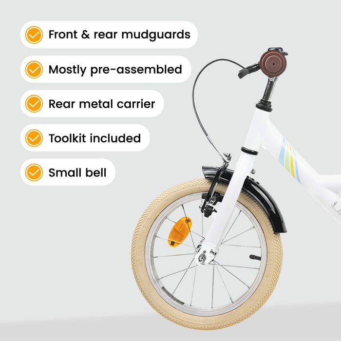 Bicicletă pentru Copii 14 Inci pentru 3-5 ani Alb WALTI
