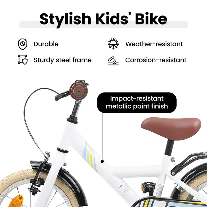 Bicicletă pentru Copii 16 Inci pentru 4-6 ani Alb WALTI