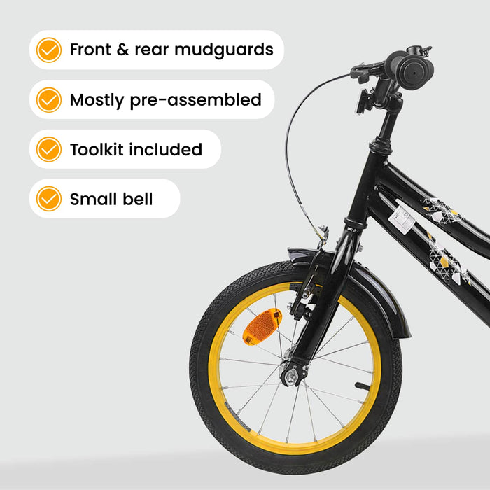 Bicicletă pentru Copii 16 Inci pentru 4-6 ani Negru WALTI