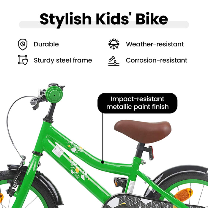 Bicicletă pentru Copii 14 Inci pentru 3-5 ani Verde WALTI