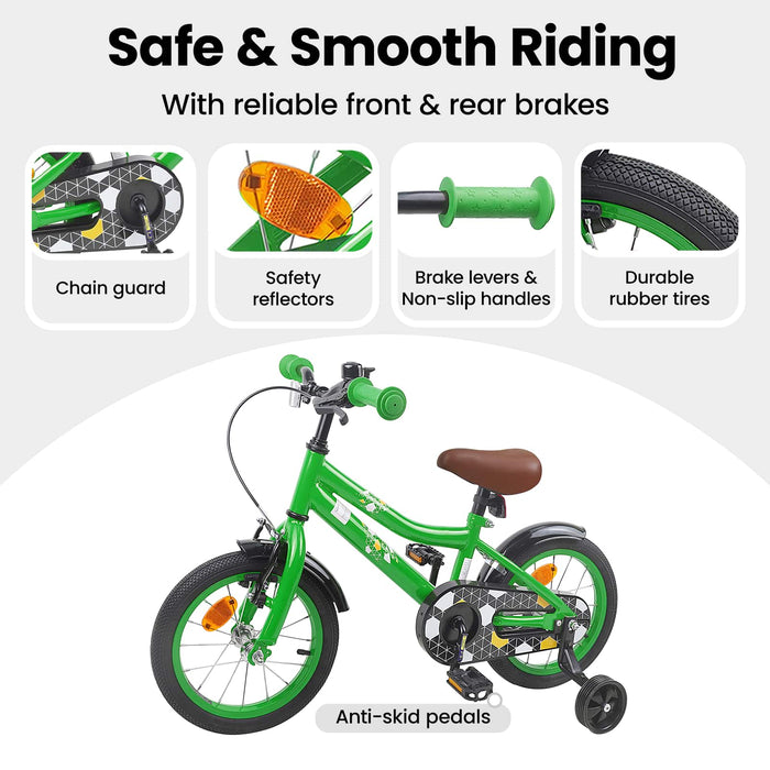 Bicicletă pentru Copii 16 Inci pentru 4-6 ani Verde WALTI