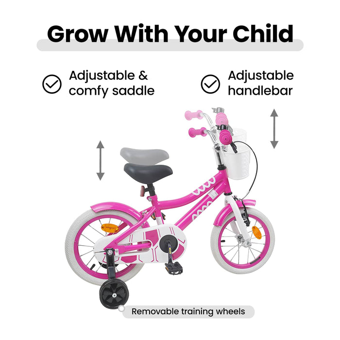 Bicicletă pentru Copii 12 Inci pentru 2-4 ani Roz WALTI