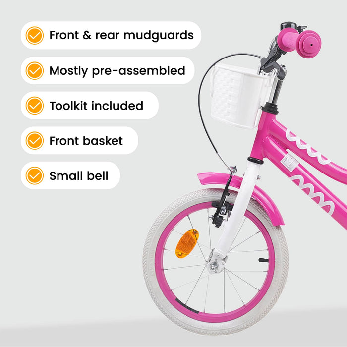 Bicicletă pentru Copii 16 Inci pentru 4-6 ani Roz WALTI