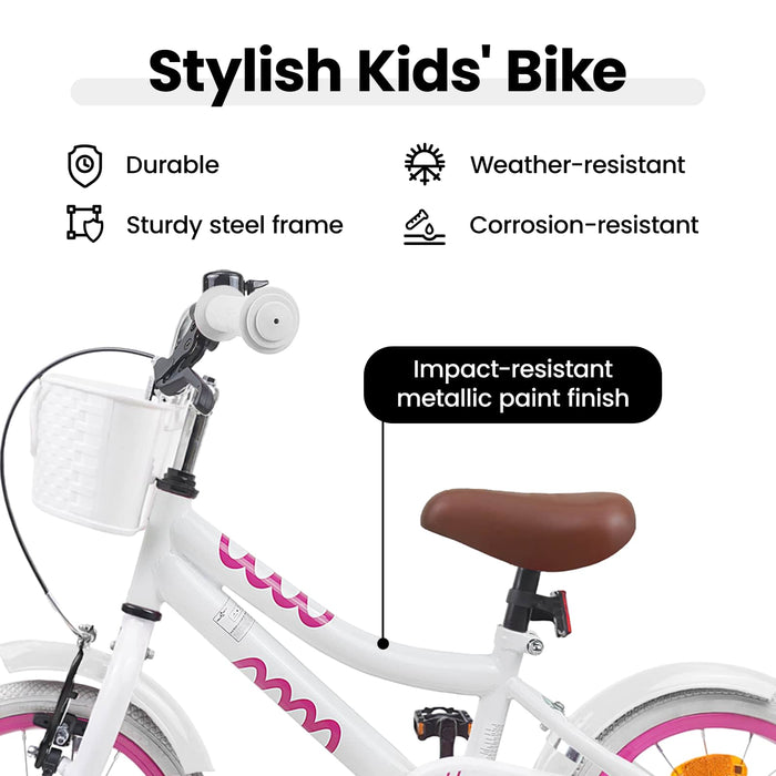 Bicicletă pentru Copii 14 Inci pentru 3-5 ani Alb WALTI
