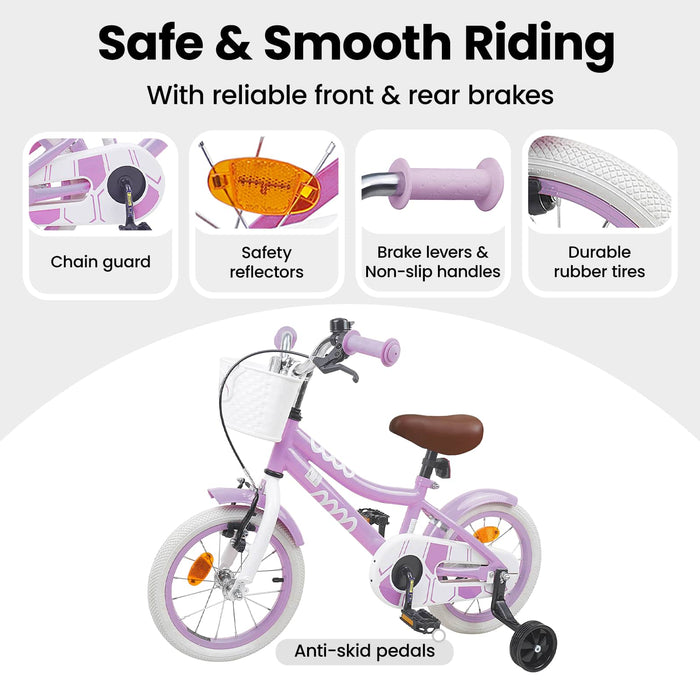 Bicicletă pentru Copii 16 Inci pentru 4-6 ani Violet WALTI