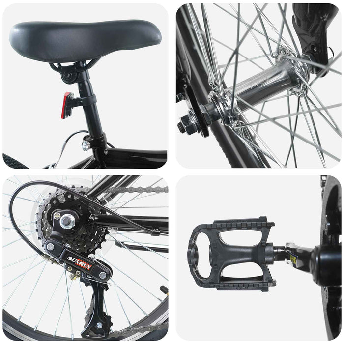 Bicicletă pentru Copii 20 Inci 6-Speed pentru 6-11 ani Negru - WALTI WALTI
