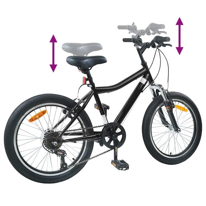 Bicicletă pentru Copii 20 Inci 6-Speed pentru 6-11 ani Negru - WALTI WALTI