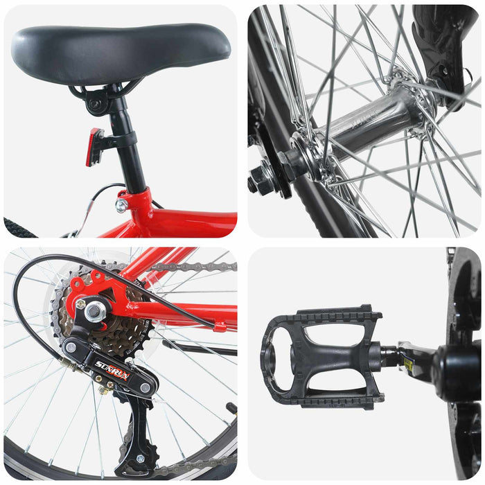 Bicicletă pentru Copii 20 Inci 6-Speed pentru 6-11 ani Roșu - WALTI WALTI