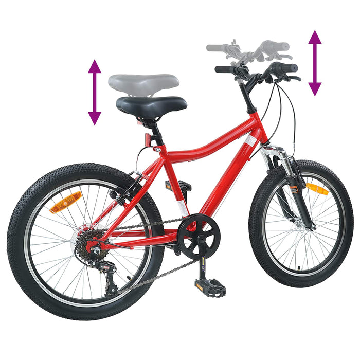 Bicicletă pentru Copii 20 Inci 6-Speed pentru 6-11 ani Roșu - WALTI WALTI