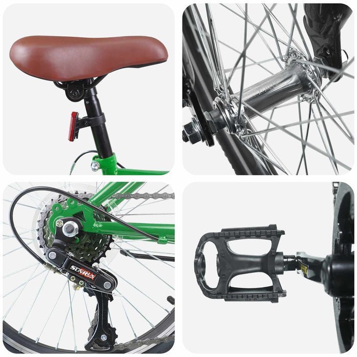 Bicicletă pentru Copii 20 Inci 6-Speed pentru 6-11 ani Verde - WALTI WALTI