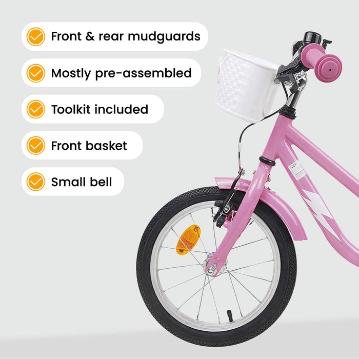 Bicicletă pentru Copii 12 Inci pentru 2-4 ani Roz deschis WALTI