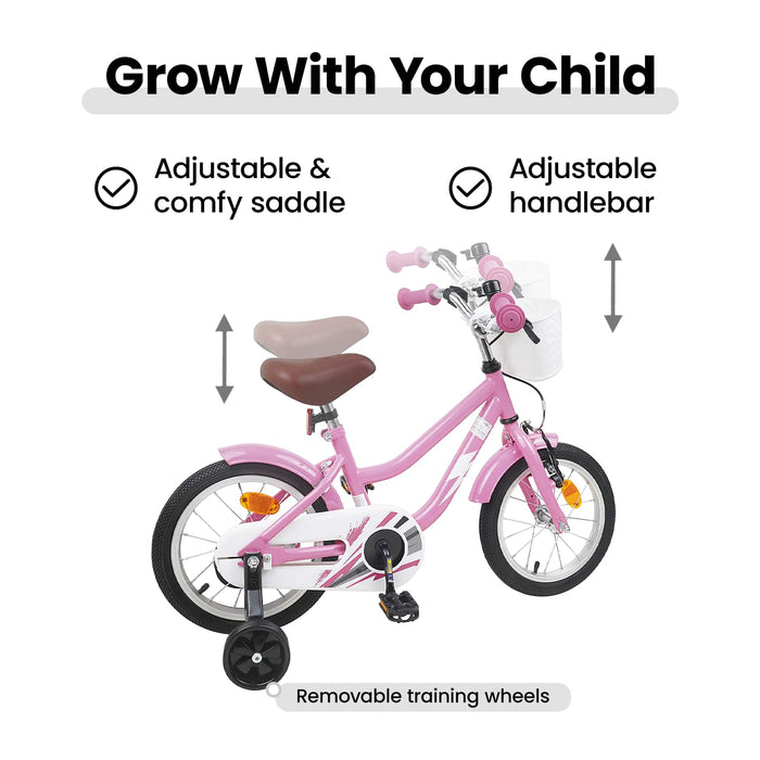 Bicicletă pentru Copii 14 Inci pentru 3-5 ani Roz deschis WALTI