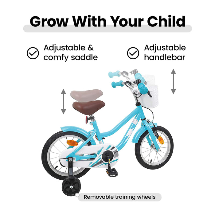 Bicicletă pentru Copii 14 Inci pentru 3-5 ani Albastru deschis WALTI
