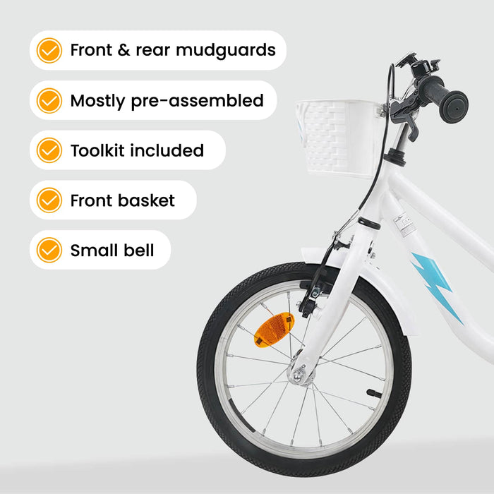 Bicicletă pentru Copii 16 Inci pentru 4-6 ani Alb WALTI
