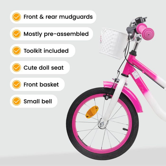Bicicletă pentru Copii 12 Inci pentru 2-4 ani Roz WALTI