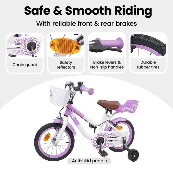 Bicicletă pentru Copii 14 Inci pentru 3-5 ani Violet WALTI