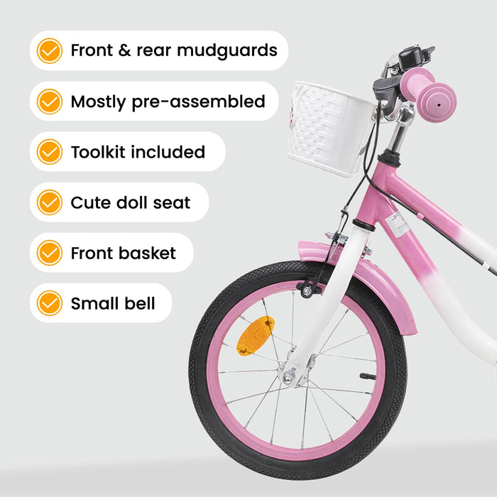Bicicletă pentru Copii 16 Inci pentru 4-6 ani Roz deschis WALTI