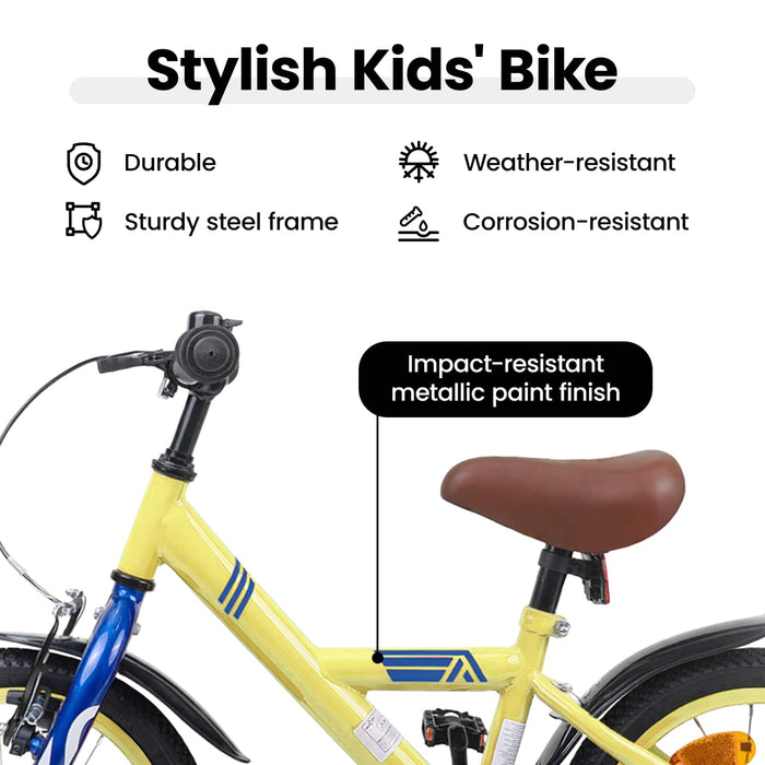 Bicicletă pentru Copii 16 Inci pentru 4-6 ani Galben WALTI