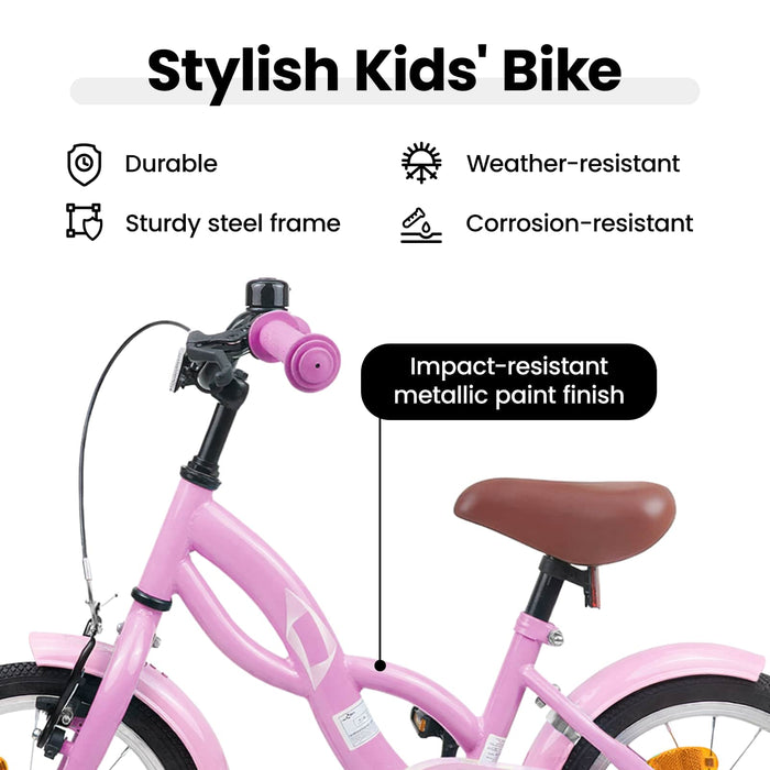 Bicicletă pentru Copii 14 Inci pentru 3-5 ani Roz deschis WALTI