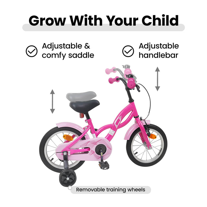 Bicicletă pentru Copii 14 Inci pentru 3-5 ani Roz închis WALTI