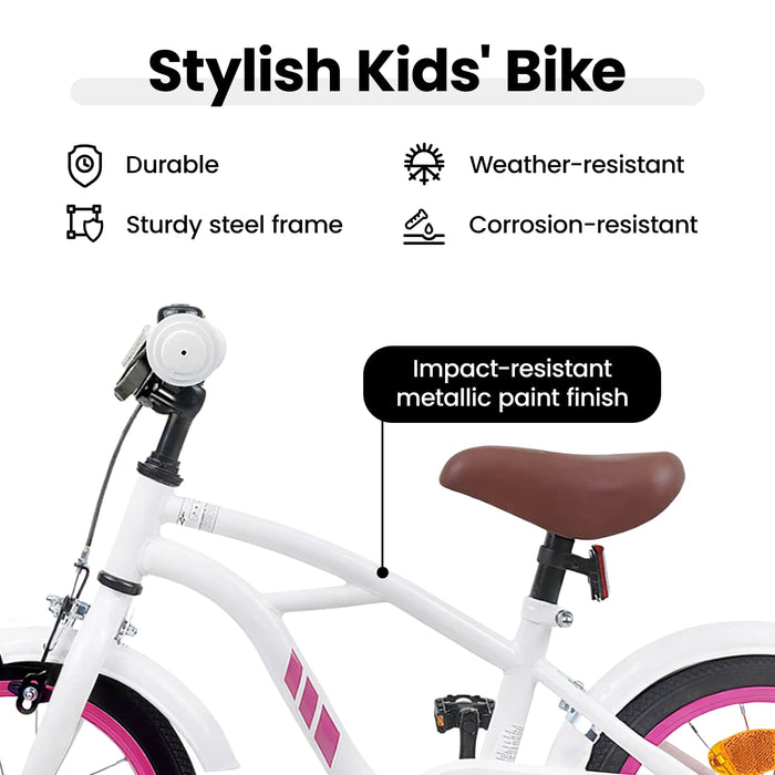 Bicicletă pentru Copii 14 Inci pentru 3-5 ani Alb WALTI