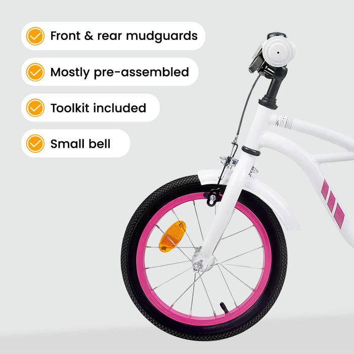 Bicicletă pentru Copii 16 Inci pentru 4-6 ani Alb WALTI