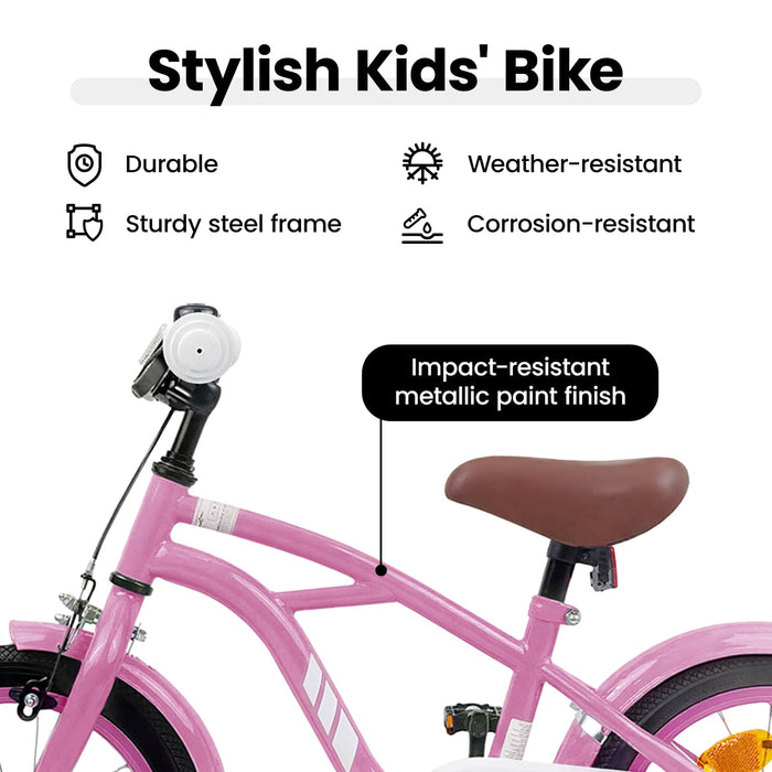 Bicicletă pentru Copii 12 Inci pentru 2-4 ani Roz deschis WALTI