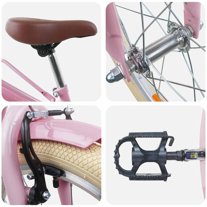 Bicicletă pentru Copii 24 Inci pentru 8-12 ani Roz deschis - WALTI WALTI