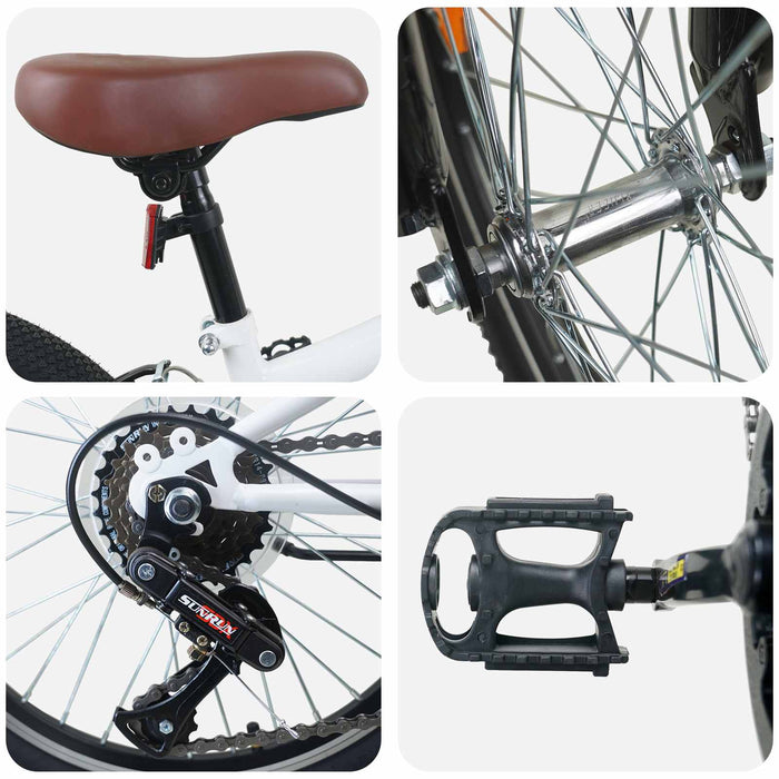 Kids Mountain Bike 24 Inci 6-Speed pentru 8-12 ani Alb - WALTI WALTI