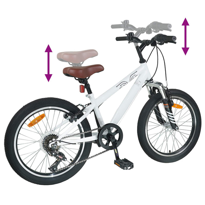 Kids Mountain Bike 24 Inci 6-Speed pentru 8-12 ani Alb - WALTI WALTI