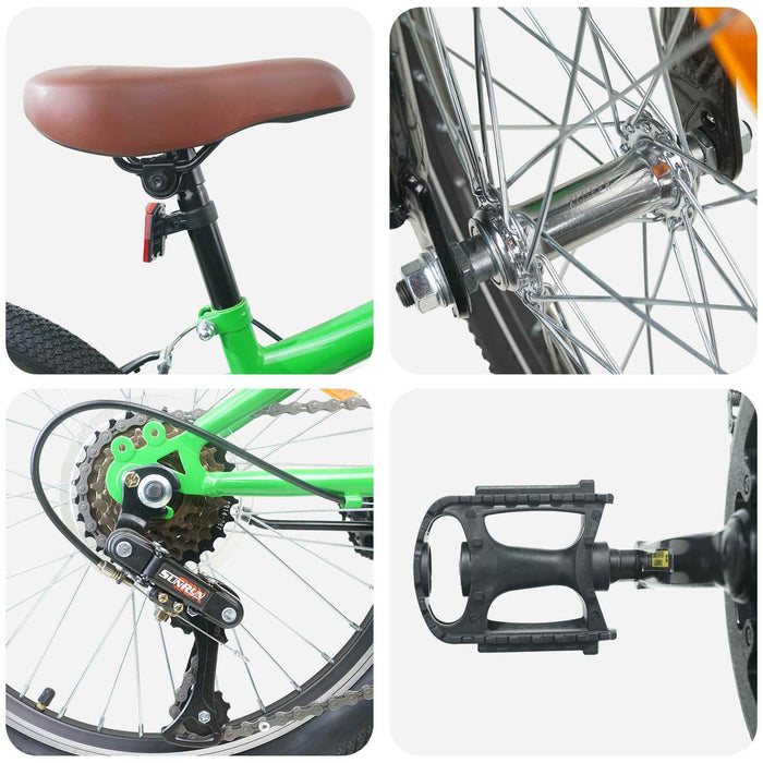 Kids Mountain Bike 20 Inci 6-Speed pentru 5-8 ani Verde - WALTI WALTI