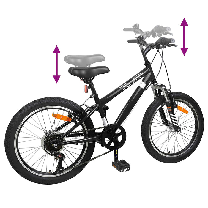 Kids Mountain Bike 20 Inci 6-Speed pentru 5-8 ani Negru - WALTI WALTI