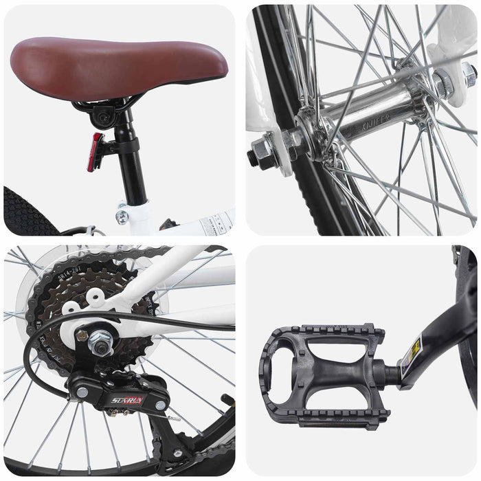 Bicicletă Montană 24 Inci 6-Speed pentru 8-12 ani Alb - WALTI WALTI