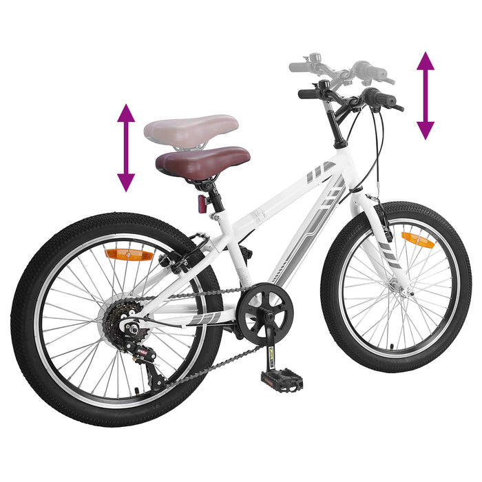 Bicicletă Montană 24 Inci 6-Speed pentru 8-12 ani Alb - WALTI WALTI