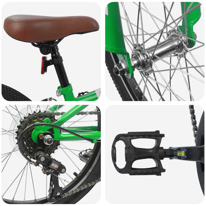 Bicicletă Montană 24 Inci 6-Speed pentru 8-12 ani Verde - WALTI WALTI