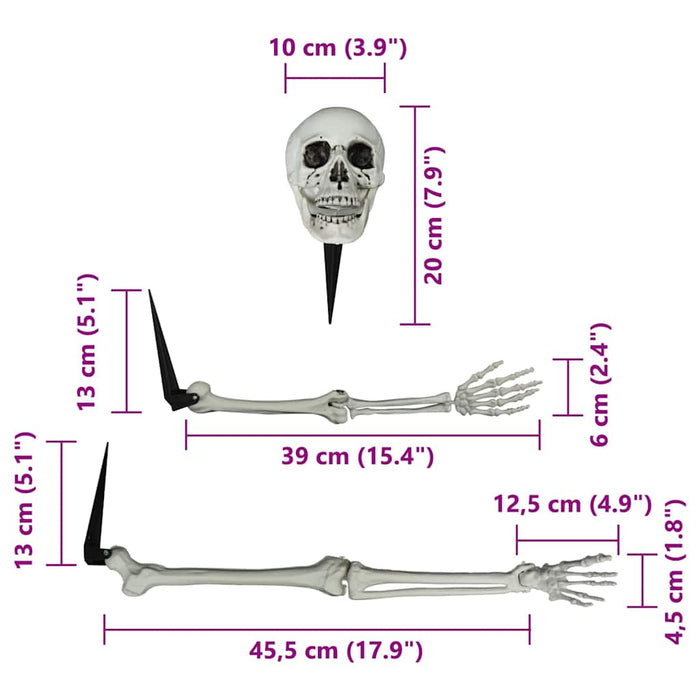 Schelet de Halloween cu colți pentru sol Alb 45,5 x 13 cm - WALTI WALTI
