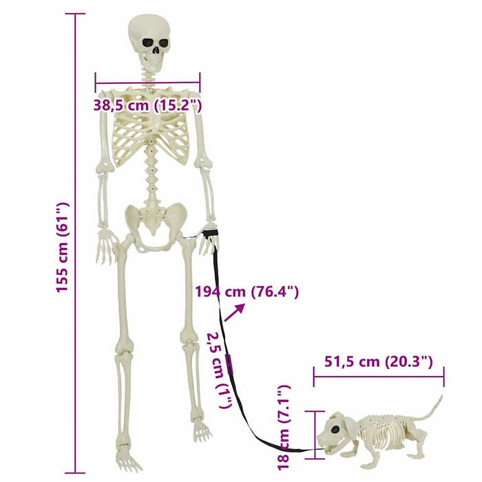 Decorațiune de Halloween: schelet cu câine 2 pcs Alb 155 cm - WALTI WALTI