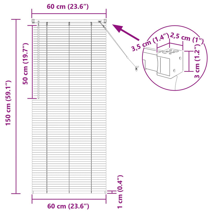 Jaluzea venetiană Manual Ajustabil Gri argintie 150 x 60 cm PVC - WALTI WALTI