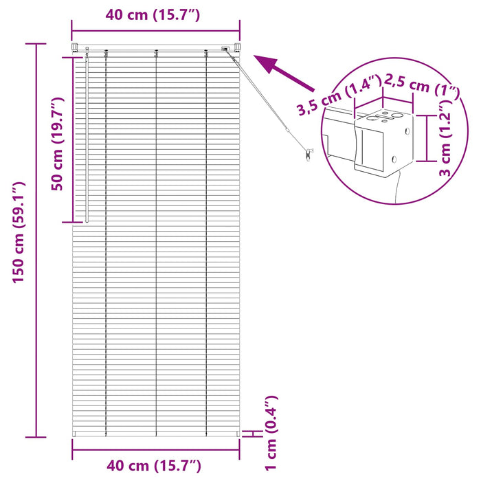 Jaluzea venetiană Manual Maro Deschis cu Model 150 x 40 cm PVC - WALTI WALTI