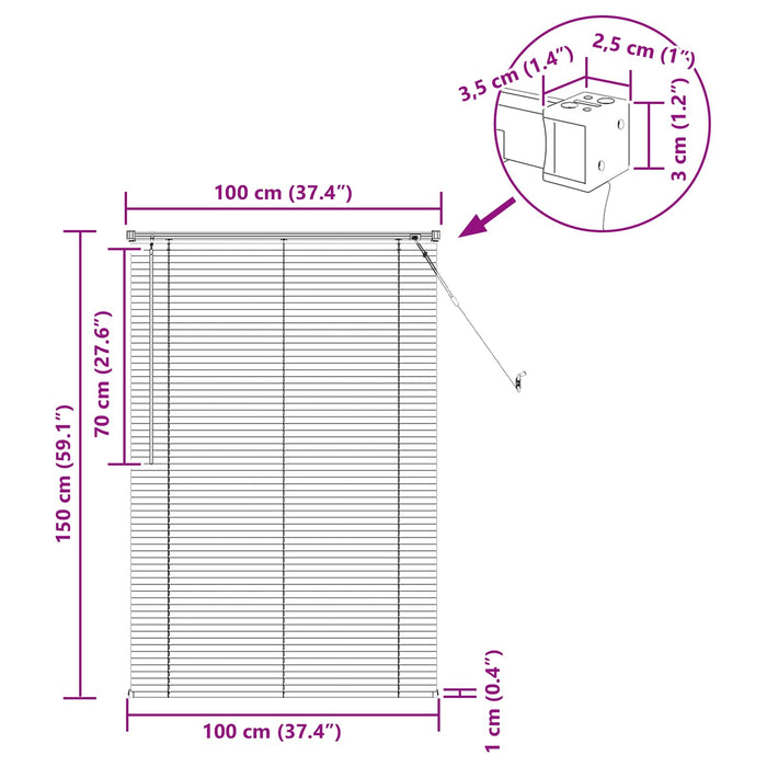 Jaluzea venetiană Manual Maro Deschis cu Model 150 x 100 cm PVC - WALTI WALTI