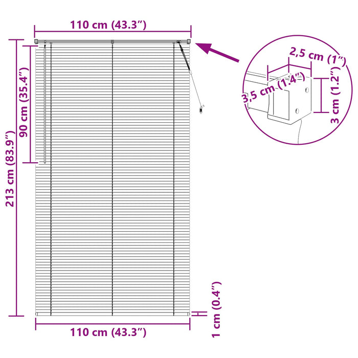 Jaluzea venetiană Manual Maro Deschis cu Model 213 x 110 cm PVC - WALTI WALTI