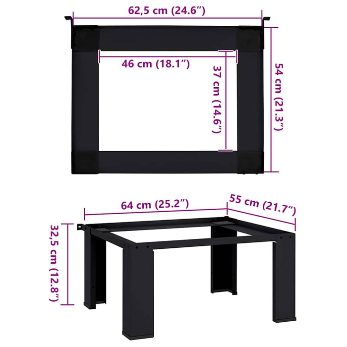 Suport pentru mașina de spălat Negru 64 x 55 x 32,5 cm Oțel - WALTI WALTI