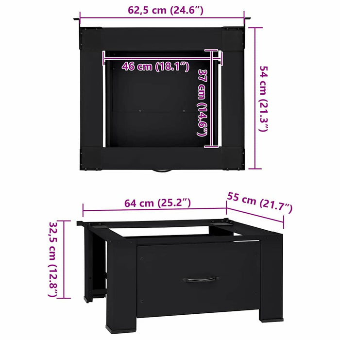 Suport pentru mașina de spălat Negru 64 x 55 x 32,5 cm Oțel - WALTI WALTI